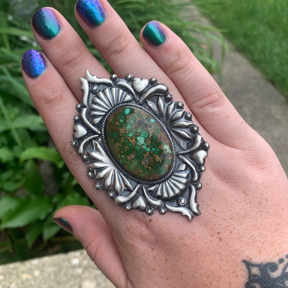 Sterling silver navajo turquoise ring 925 Native American made vintage jewelry - Picture 7 of 13
